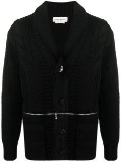 Alexander McQueen mix-knit wool cardigan