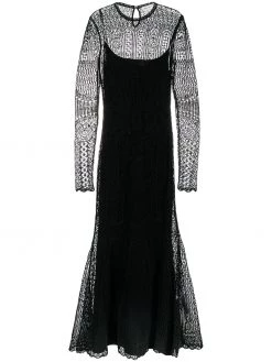 Alexander McQueen crochet knit flared evening dress