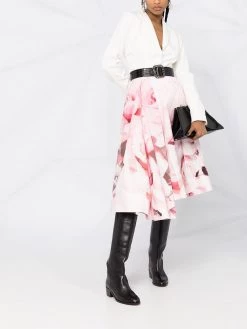 Alexander McQueen asymmetric floral skirt