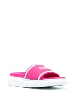 Alexander McQueen logo-print platform slides