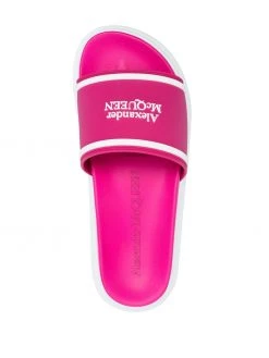 Alexander McQueen logo-print platform slides