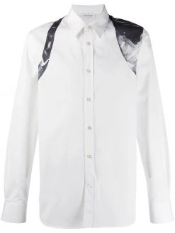 Alexander McQueen abstract print harness detail shirt