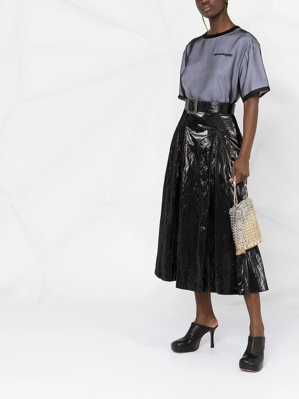 Hot Sale ๐ Alexander McQueen Mesh overlay T ๐ shirt ๐ฏ 4 Alexander McQueen mesh-overlay T-shirt