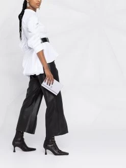 Alexander McQueen ruched-sleeve peplum-hem blouse