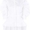 Alexander McQueen ruched-sleeve peplum-hem blouse