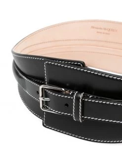 Alexander McQueen contrast-stitch wide belt