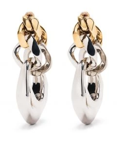Alexander McQueen two-tone chain sculptural earrings