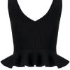 Alexander McQueen V-neck peplum rib-knit top