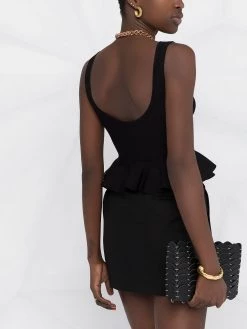 Alexander McQueen V-neck peplum rib-knit top