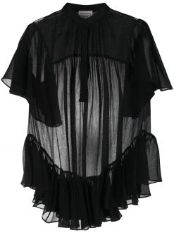 Alexander McQueen sheer ruffled blouse