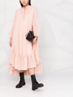 Alexander McQueen ruffle-hem long-sleeve dress