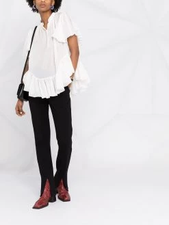Alexander McQueen band-collar ruffled blouse
