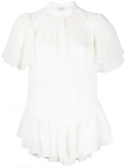 Alexander McQueen band-collar ruffled blouse