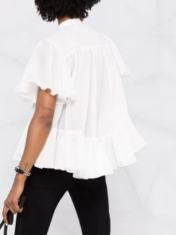 Hot Sale 👏 Alexander McQueen Band collar ruffled blouse 😉 8 Alexander McQueen band-collar ruffled blouse