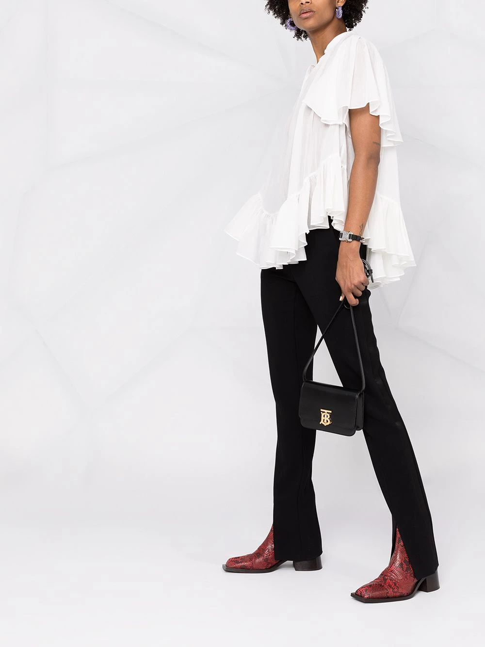 Hot Sale 👏 Alexander McQueen Band collar ruffled blouse 😉 4 Alexander McQueen band-collar ruffled blouse