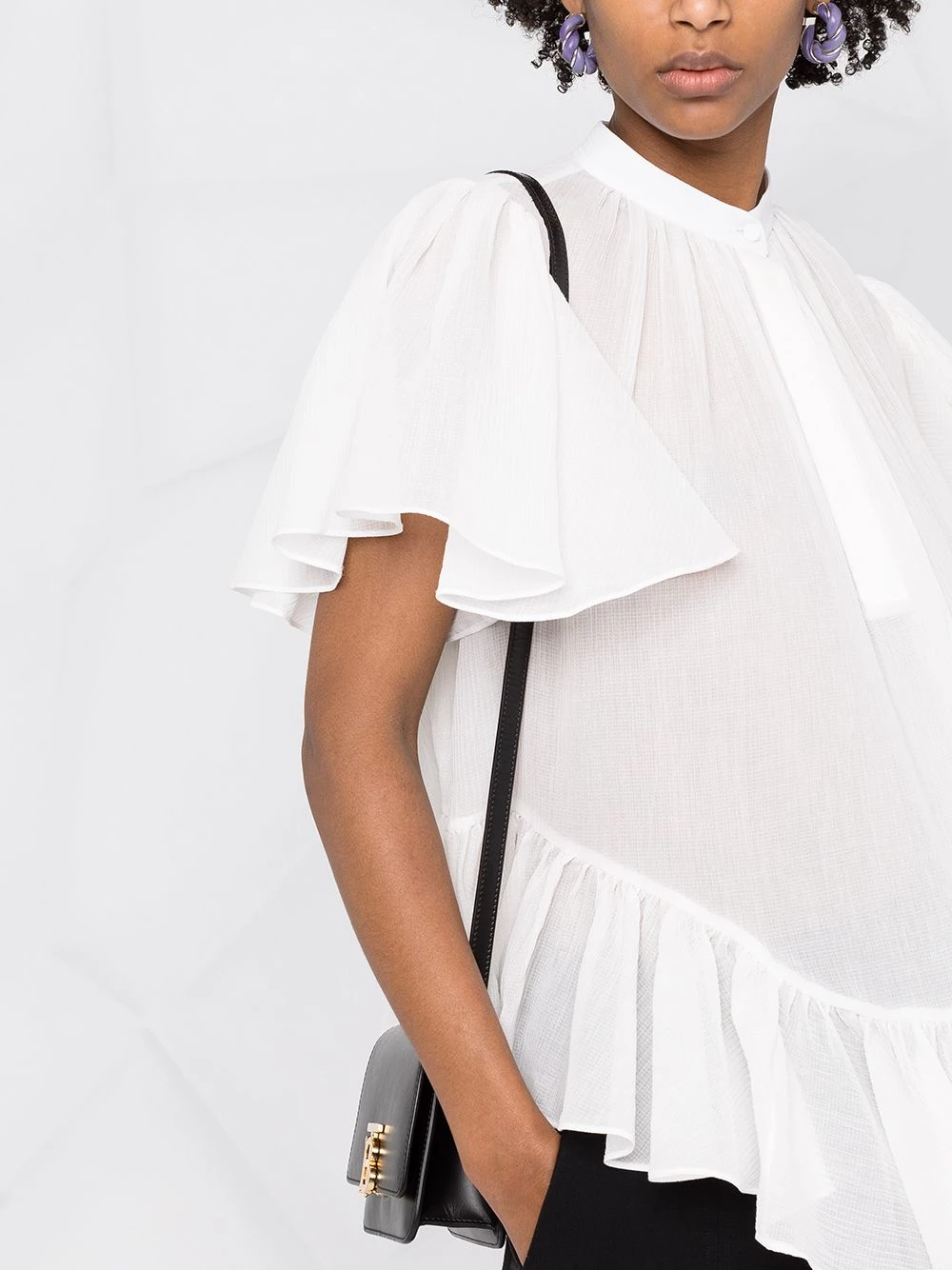 Hot Sale 👏 Alexander McQueen Band collar ruffled blouse 😉 5 Alexander McQueen band-collar ruffled blouse