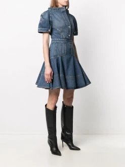 Alexander McQueen puff-sleeve denim dress