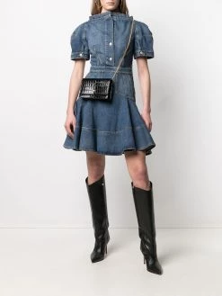 Alexander McQueen puff-sleeve denim dress