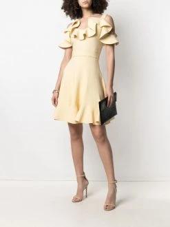 Alexander McQueen cold-shoulder ruffle-trim minidress