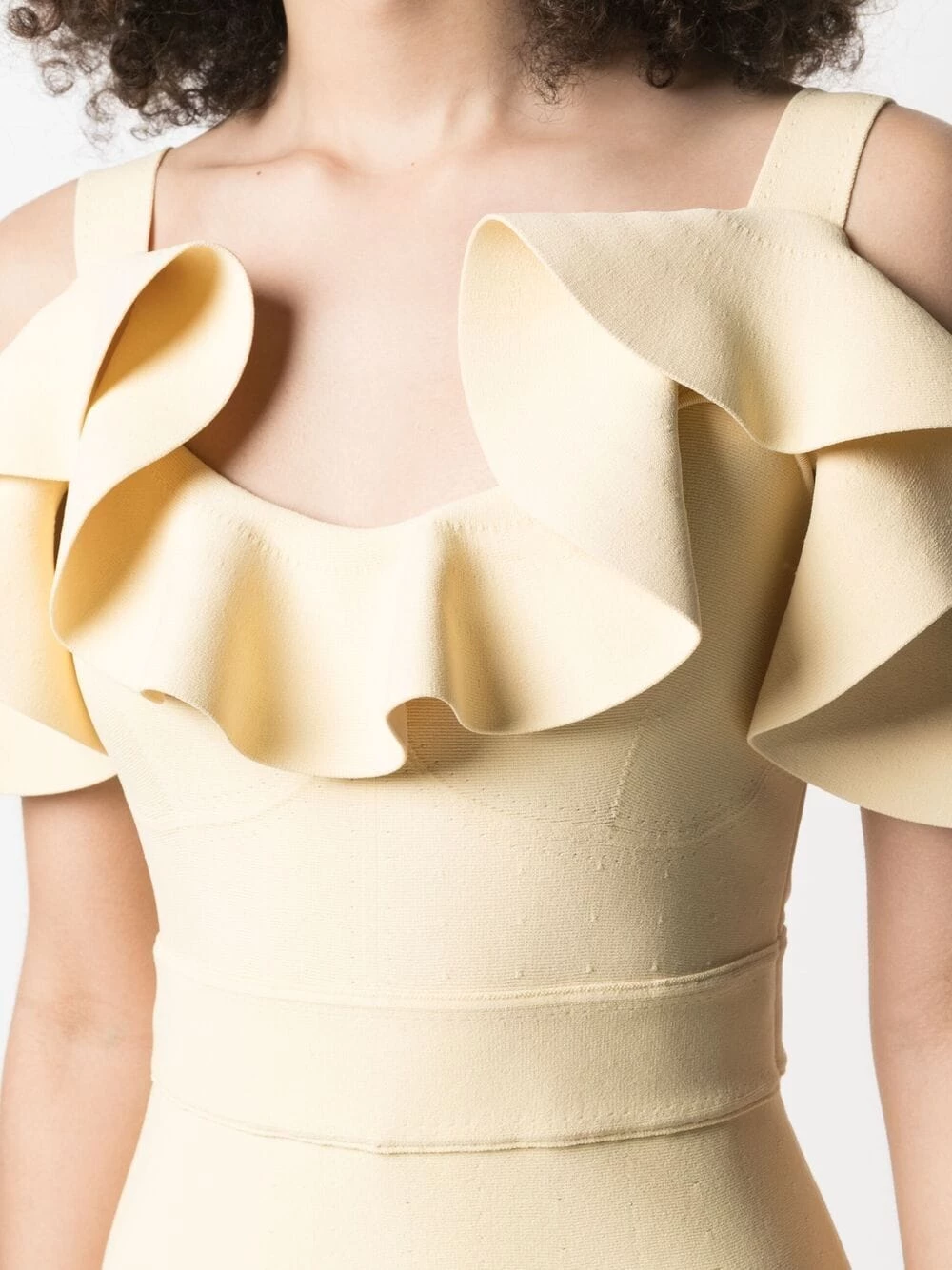 Best Pirce 🎉 Alexander McQueen Cold shoulder ruffle trim minidress 🥰 5 Alexander McQueen cold-shoulder ruffle-trim minidress