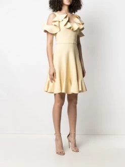 Best Pirce 🎉 Alexander McQueen Cold shoulder ruffle trim minidress 🥰 9 Alexander McQueen cold-shoulder ruffle-trim minidress