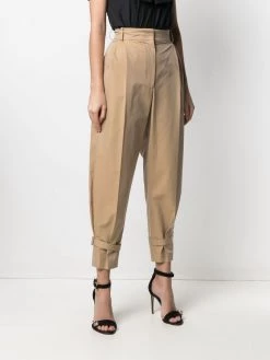 Alexander McQueen belted ankles high-waisted trousers