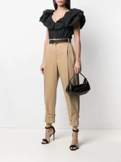 Alexander McQueen belted ankles high-waisted trousers