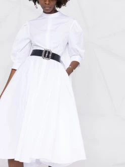 Alexander McQueen flared draped-back shirtdress