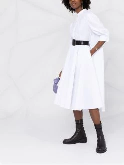 Alexander McQueen flared draped-back shirtdress