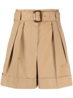 Alexander McQueen paperbag-waist turn-up shorts