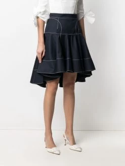 Alexander McQueen contrast-stitch ruffled skirt
