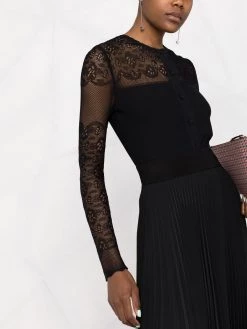 Alexander McQueen lace ribbed-knit cardigan