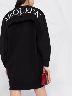 Alexander McQueen logo-embroidered sweatshirt dress