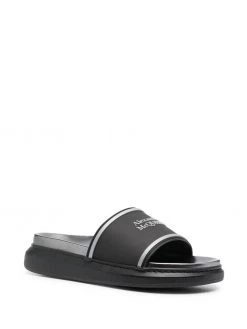 Alexander McQueen logo-print flatform slides