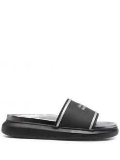 Alexander McQueen logo-print flatform slides