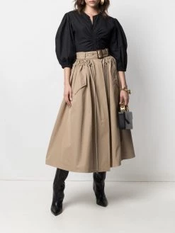 Alexander McQueen belted A-line midi skirt