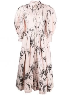 Alexander McQueen botanical-print cotton shirtdress
