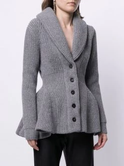 Alexander McQueen rib-knit peplum cardigan