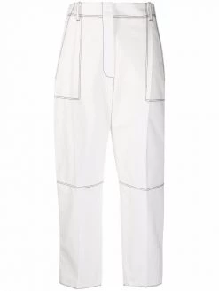 Alexander McQueen contrast-stitch cropped trousers