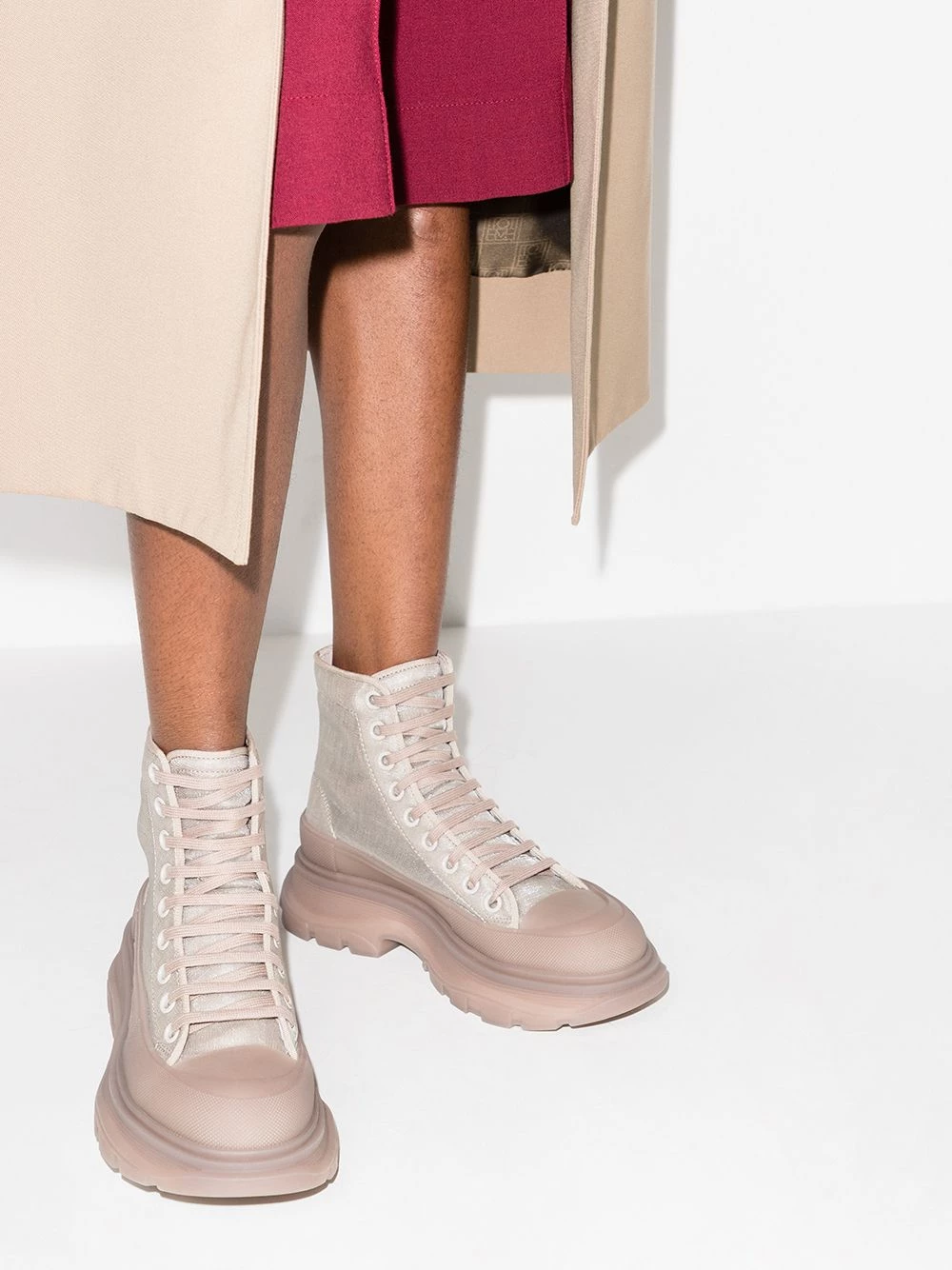 Cheapest ๐งจ Alexander McQueen Tread Slick lace up ๐ฅพ boots โญ 3 Alexander McQueen Tread Slick lace-up boots