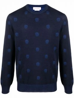 Alexander McQueen skull intarsia-knit crew-neck jumper