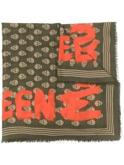 Alexander McQueen skull pattern painted-print scarf