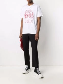 Alexander McQueen skeleton logo-print short-sleeve T-shirt