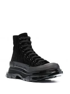 Alexander McQueen Tread Slick velvet ankle boots