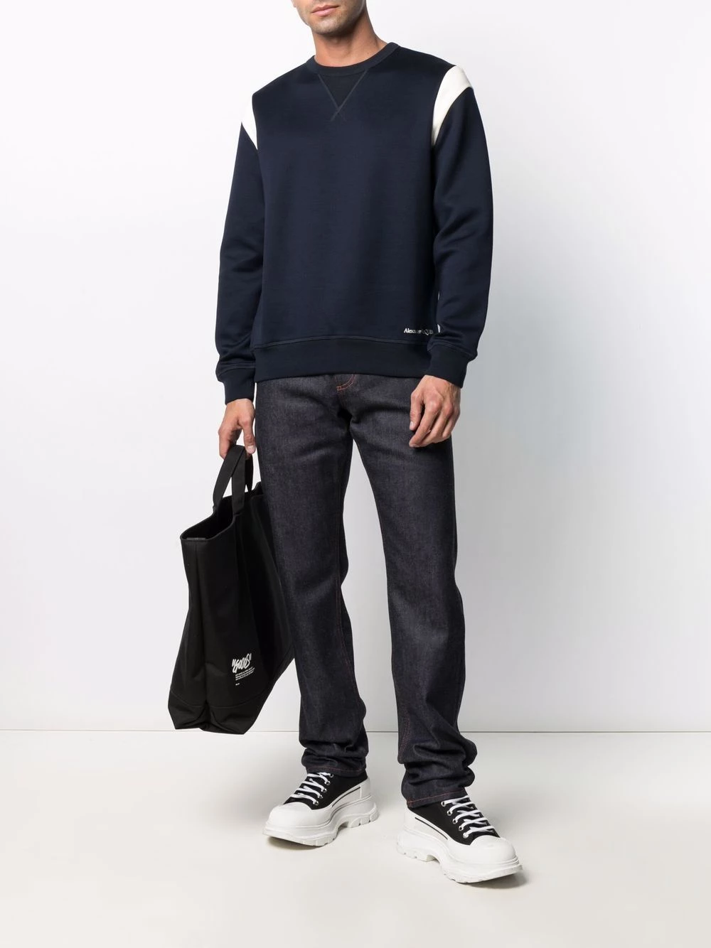 Cheapest ๐ Alexander McQueen Contrast panel sweatshirt ๐ 2 Alexander McQueen contrast-panel sweatshirt