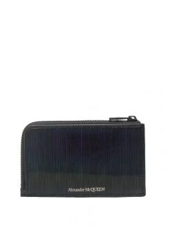 Alexander McQueen textured logo-print zipped cardholder