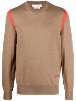 Alexander McQueen contrast-panel fine knit jumper