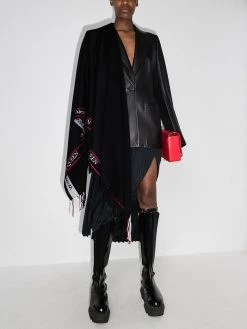 Alexander McQueen logo trim cape