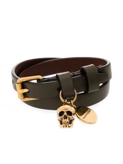 Alexander McQueen double wrap skull charm bracelet