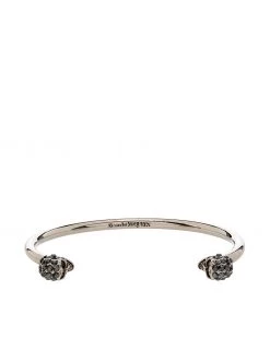 Alexander McQueen crystal skull open cuff bracelet